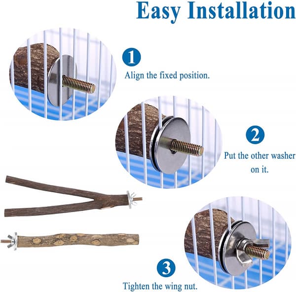 4-pack Bird Abborre Papegoja Stativ Naturträ Abborre Papegoja Toy