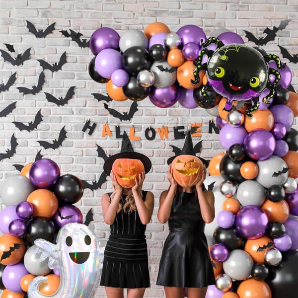 Halloween Balloon Arch Kit - Spider, Ghost, Bat Stickers - Lila