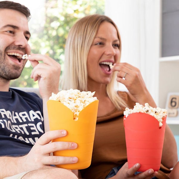 2x Sammenleggbare Popcornskåler til Mikrobølgeovn red