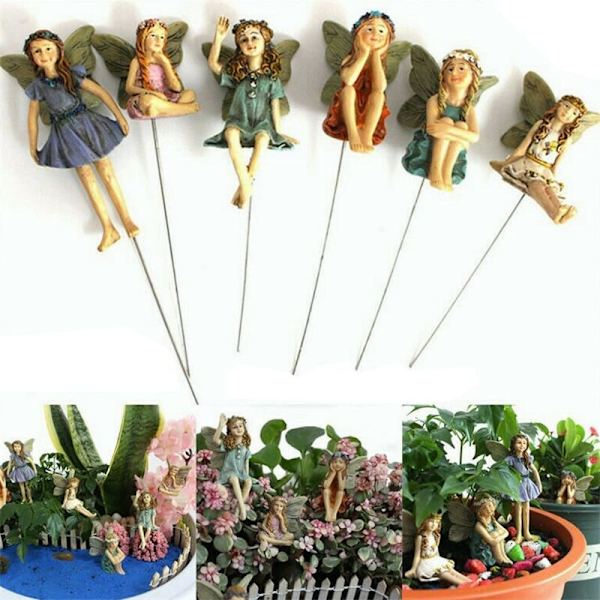 6 stk. Mini Feer Figurer Have Udendørs Dekoration