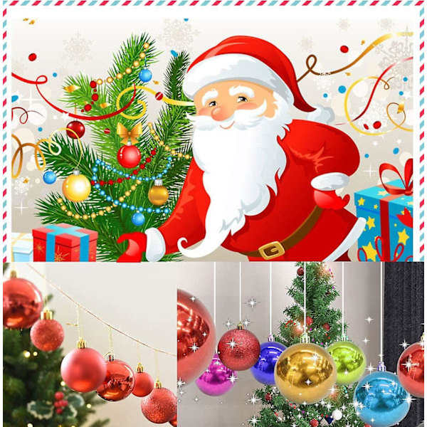 24 st julbollsprydnader Flerfärgade julgransdekorationskulor för julbröllopsdekoration, med hängande hål och kort linje, diame