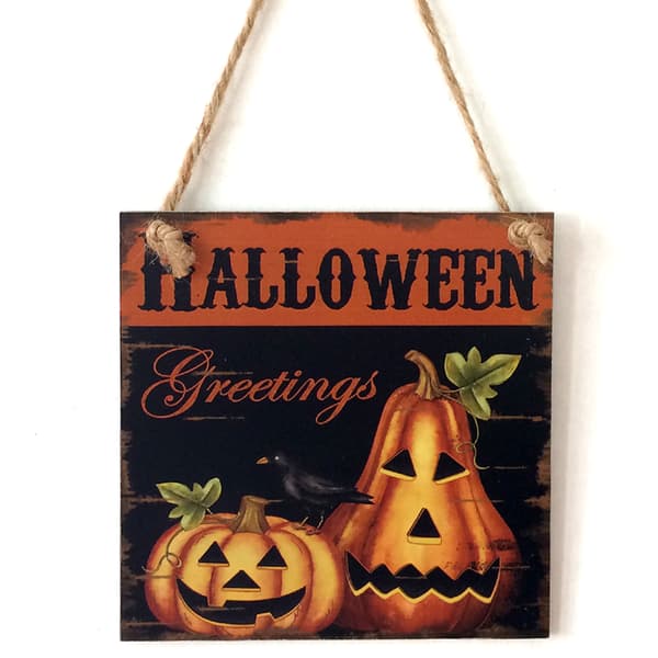 Halloween trä listning pumpa häxa husnummer trädgård dekor 8