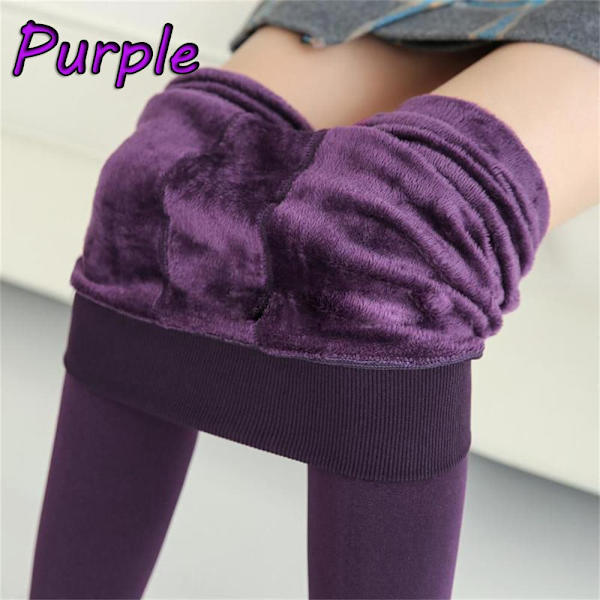 Slim Leggings Termiske Bomulls Bukser Tykke strømper LILLA