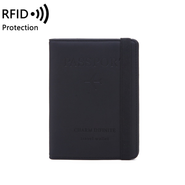 RFID passväska Reseläderfodral Case svart black