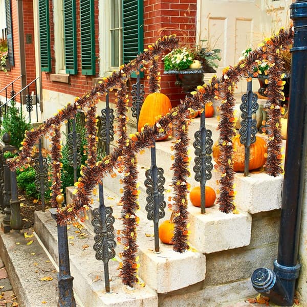 4 stykker 8 m Halloween Sort Orange Glitrende Guirlande Dekoration