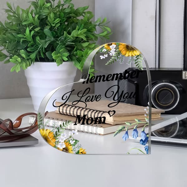 #1 Akryl Hjerteformet Skrivebords Ornament Gave Kreativ Transparent