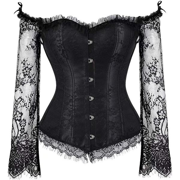 Korsetit naisille Overbust Bustier Top Gothic Sexy Shoulder 8127black M
