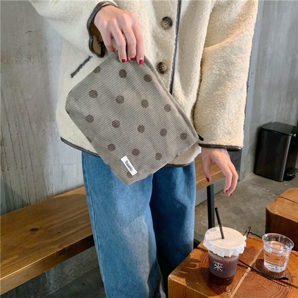 Sminkväska Smiley Vattentät, fuktsäker Hållbar för förvaring av små föremål polka dots apricot