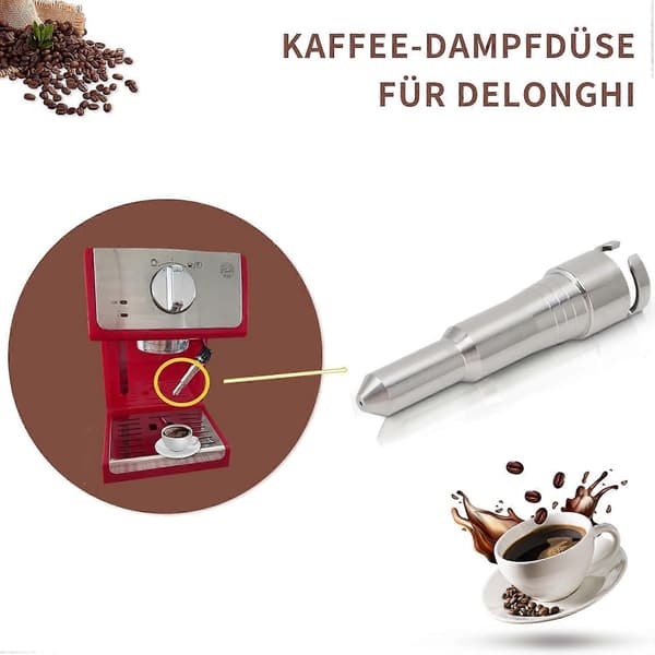 Dampdyse til kaffemaskin, dampdyse i rustfritt stål med åpningsspenne for Delonghi kaffemaskin