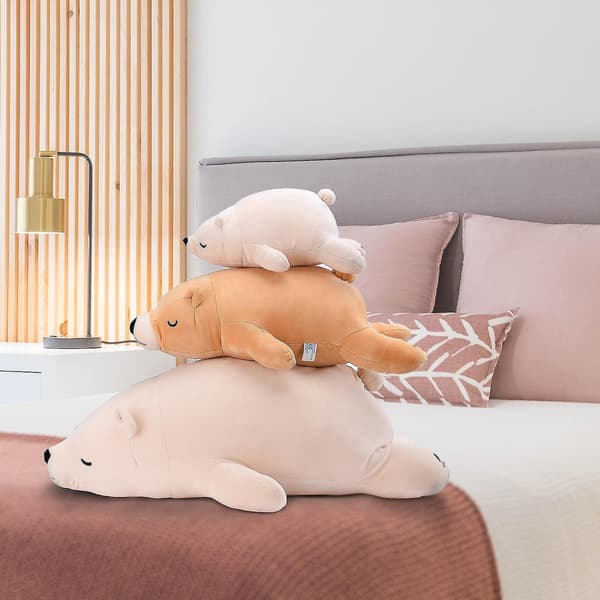 Polar Bear Plyschleksaker Lång kudde stoppad docka flickor present mjuka leksaker Alla hjärtans dag present L Brown 55cm