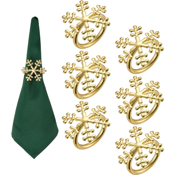 Servietringe til bryllup Sæt med 6 - Snowflake Gold Servietringe til