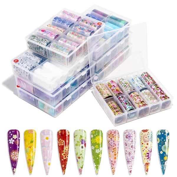#Neglekunstpapir, sort og hvidt blomster neglekunstoverførselspapir, 10 stk.#