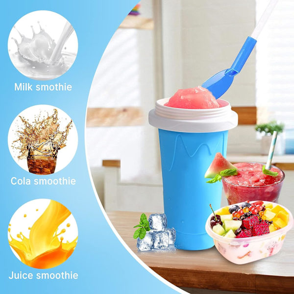 Knåda Frys Smoothie Cup Summer Slush Cup (blå) Blå med lock