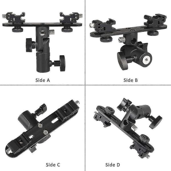 Dobbelt Flash Beslag 2-hot Shoe Mount Speedlight Stativ Paraplyholder Flash Filllight Beslag Til Dslr Kamera