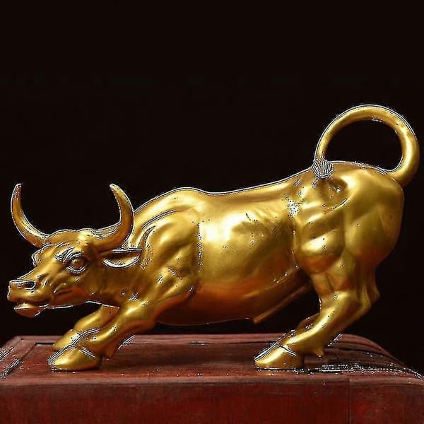 Feng Shui Fortune Messing Okse Statue, Skulptur Gylden Kobber Okse Representerer God Karriere