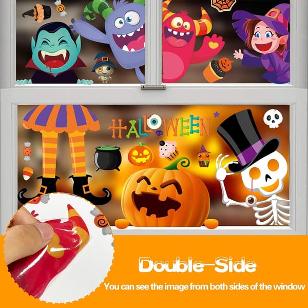 Søte Halloween-vindusklistremerker - Monster Witch Designs (10 ark)