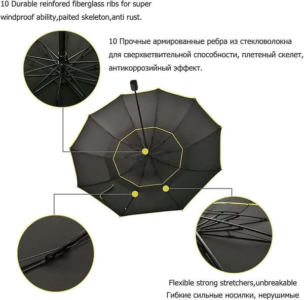 Extra stort golfparaply Compact Oversize vattentätt hopfällbart paraply, dubbelventilerad baldakin Vattentät stick reseparaply för kvinnor och män Hem