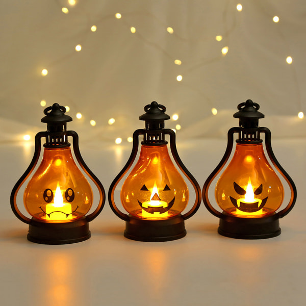 Halloween olielampe Bærbar græskarlygte kranie natlampe C