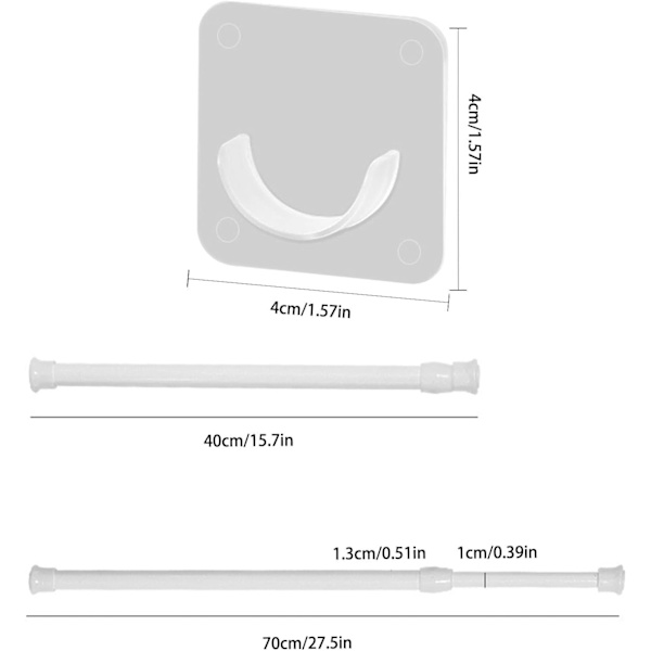 Utdragbar duschstång 40-70 cm