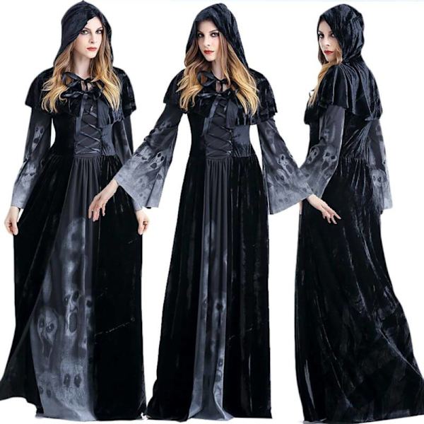 Naisten Halloween Grim Reaper -mekkosetti Party Cosplay S = UK/AU 8 = EU 34