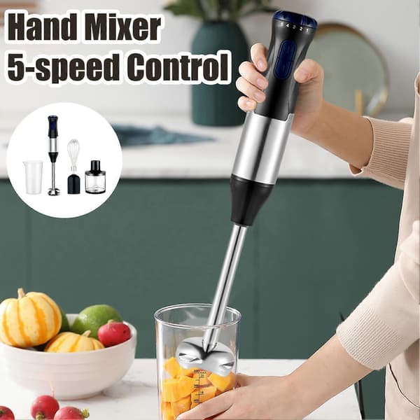 Elektrisk håndblender med rustfritt stålblad, justerbar hastighet, EU-plugg 220V, håndblender, elektrisk kjøttkvernsett