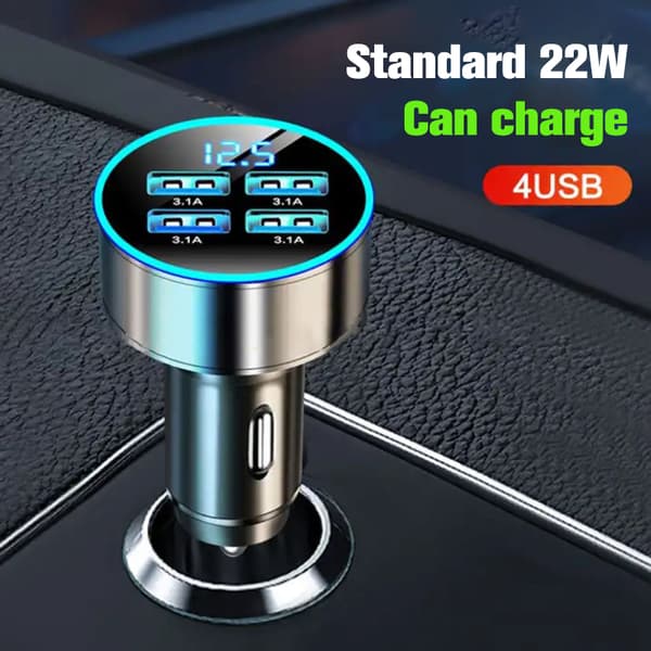 Digital Display Billaddare 4USB 66WPD Laddare Hurtiglader A