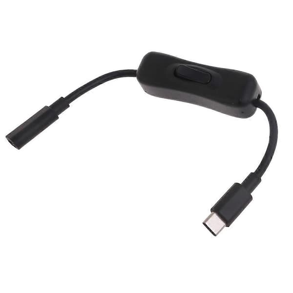 Strømafbryderkabel til Raspberry Pi 4 - USB C han til hun forlængerledning