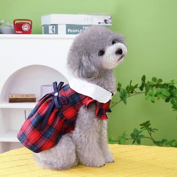 Rutiga Hundklänningar för Små Hundar Sommar Prinsessklänning med L