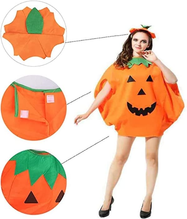 Halloween pumpa kostym, pumpa kostym med hatt och godispåsar