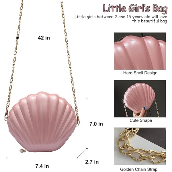 Sød kammusling form hård skal skuldertasker Pearl Crossbody Chain håndtasker til lille pige kvinder NO:10