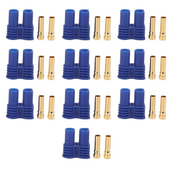 10 sæt 13.021 EC2 Style 2mm guld bananstik hunstik med hus til RC batteri