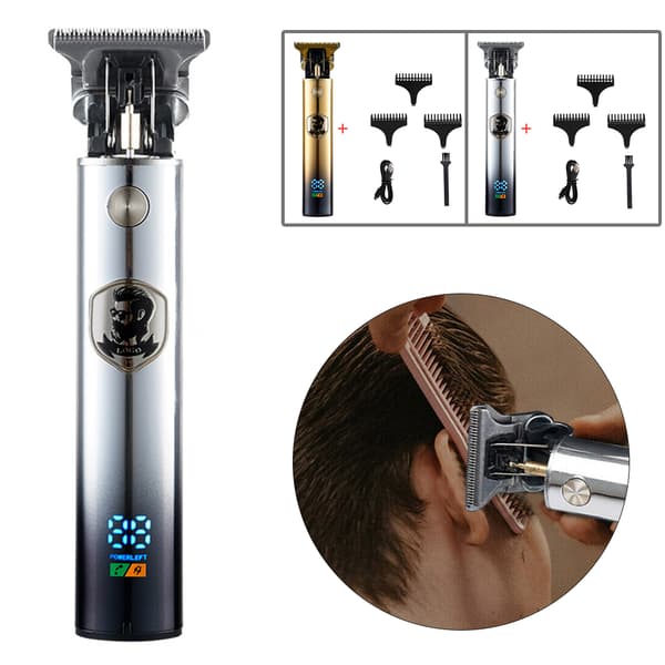 Professionell hårklippare för män Rakmaskin Trimmers sladdlös frisör grey