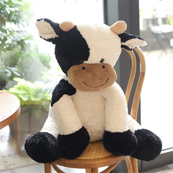 Cow Year Plyschleksak Söt boskap Gosedjur Boskap Mjukdocka Barnleksaker Födelsedagspresent för barn (svart och vitt, 50 cm/19 tum)