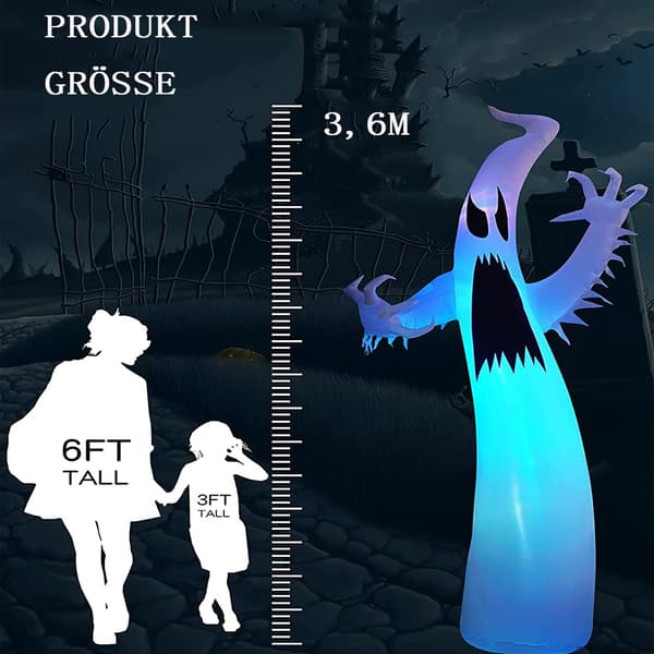 Halloween oppblåsbare spøkelsesdekorasjoner utendørs med LED-lys,