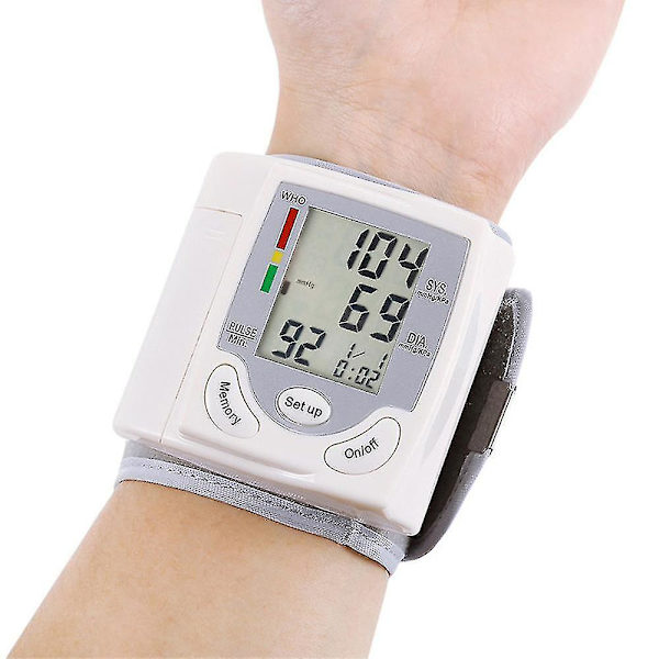 Digital handledstryck Mutomatisk digital pulsmätare LCD-skärm Justerbar handledsmanschett *chyi