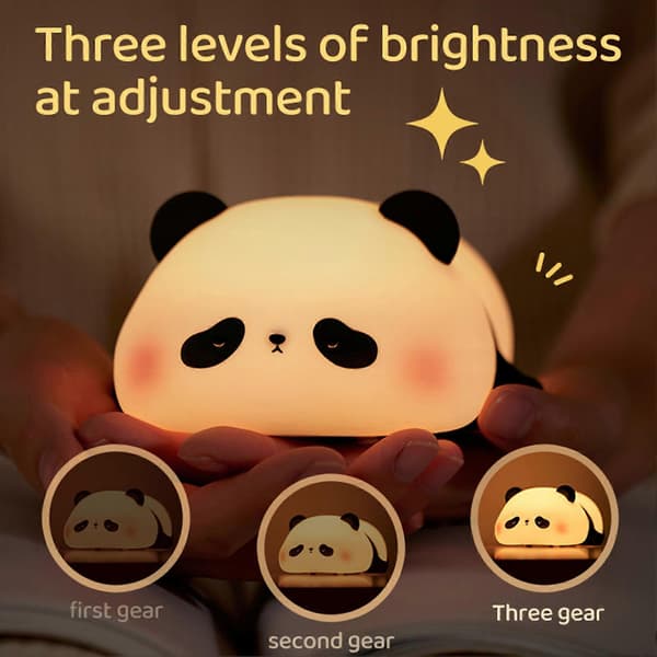 Søt Panda Nattlys Nyhet Dyre Nattbordslampe med Timer Berøringskontroll Dimbar Silikon Dekorativ Lampe