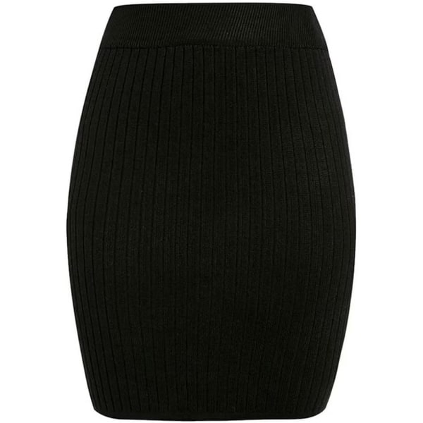 Kvinnor med hög midja, havkropp, enfärgad väska, höftstickad kjo (svart L) black l