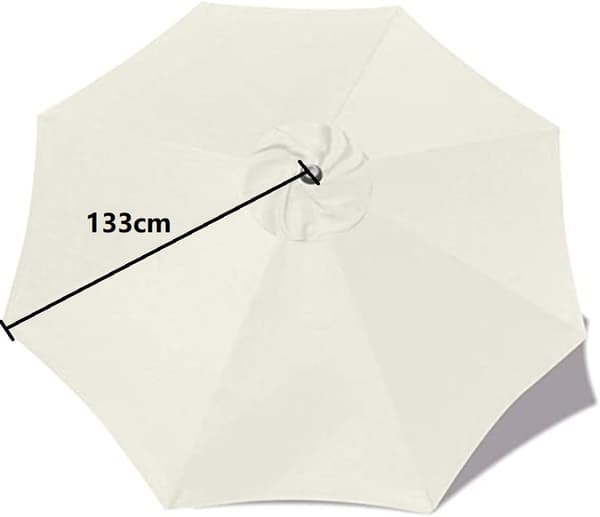 Erstatningstrekk til parasoll - 8 ribber - Diameter 2,7m - Vanntett - UV-beskyttelse - Erstatningsstoff - Beige