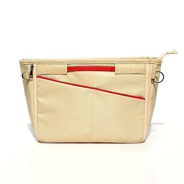 Khaki lille rejseopbevaringspose i nylon kan udvide den kosmetiske opbevaringspose (19cm*8cm*14,5cm)