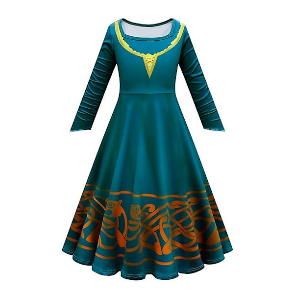Rohkea Merida Asut Tyttö Takki Halloween Asut Lapsille Neito Haori Asu Merida Cosplay Anime Hieno Karnevaali Fantasia Dress 140 (for 130-140cm)