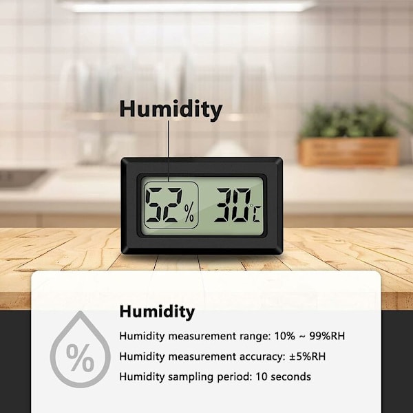 Trådlös Celsius Svart 5 st Djuruppfödningslåda Elektronisk digital display Fahrenheit termohygrometer