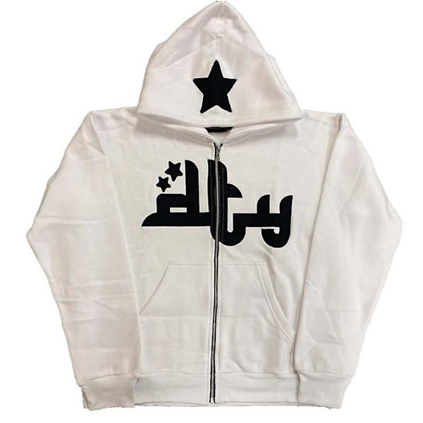 Män Printed huvtröjor Harajuku High Street huvtröjor Y2k Streetwear Hip Hop Gothic Zip Up Loose Jacka Kappor WHITE 3XL