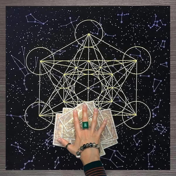 Metatrone's Cub Crystal Grid Altare Tarotduk Duk Sammet Astrologi Tarot Spådomskort Bordsduk Gobeläng 75*75cm