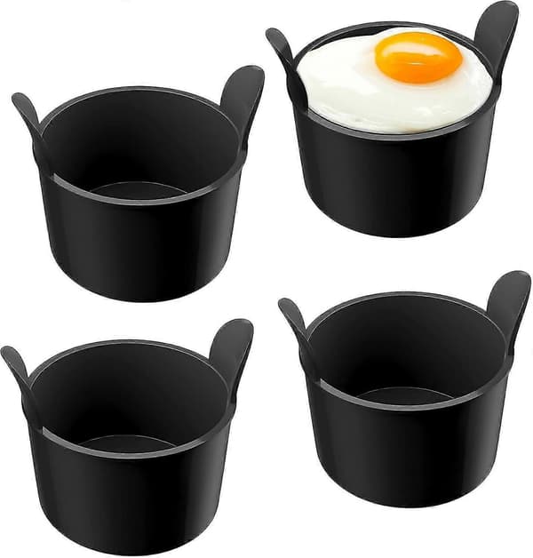 Silikone Ramekin Sæt med 4 til Airfryer, Pocherede Æggeforme, Mikrobølgeovn Æggeforme til Airfryer, Bageforme til Souffléretter, Cu-