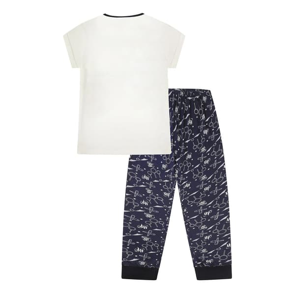 Harry Potter Quidditch kortærmet pyjamas til kvinder Wh White/Navy 12-14 UK