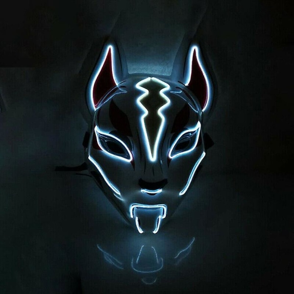 Halloween Fox Drift Mask Ljusmask Rollspel Blue