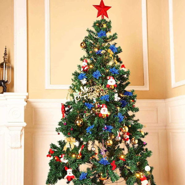 24 stk Christmas Sparkle Julestjerne Blomster Kunstige Blau