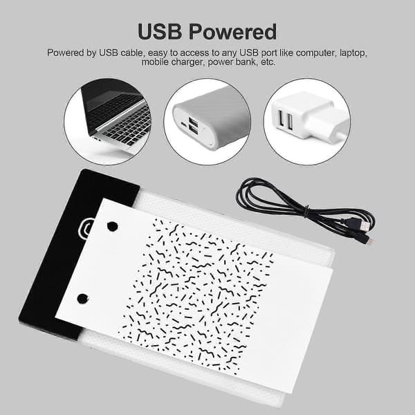 Super Mini LED Ljusplatta Ultratunn Ljuslåda USB-driven Dimbar Ljusstyrka Konstspårare för Ch