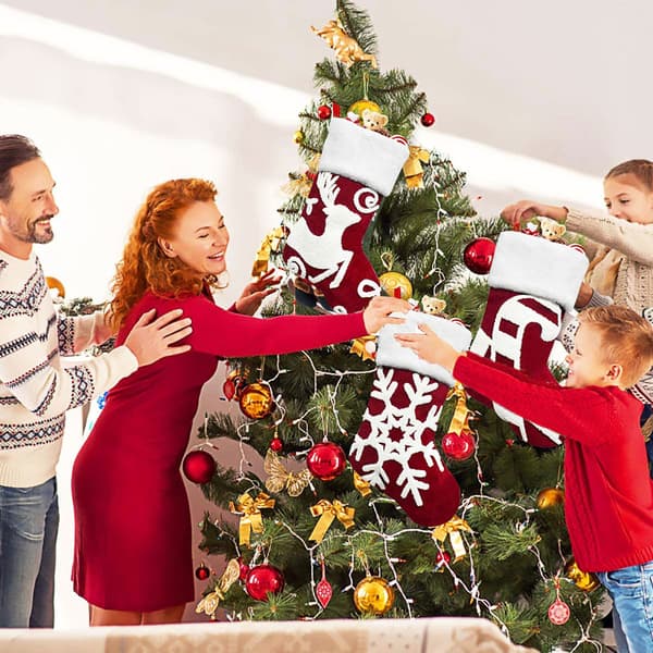 Nyår julstrumpa Xmas strumpor present godispåse för träd öppen spis null - 2