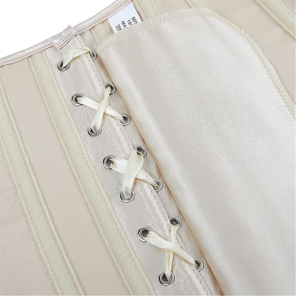 Dame Bustier Korset Top Undertøj Sæt Sort Satin Waist Cincher White X  large